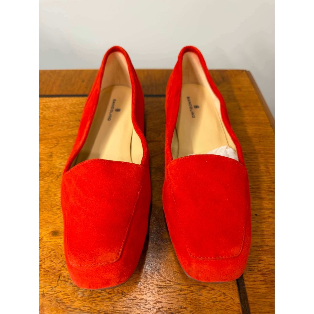 Bandolino‎ Liberty orange Suede Leather Loafers Square Toe Flats Womens 7.5M
